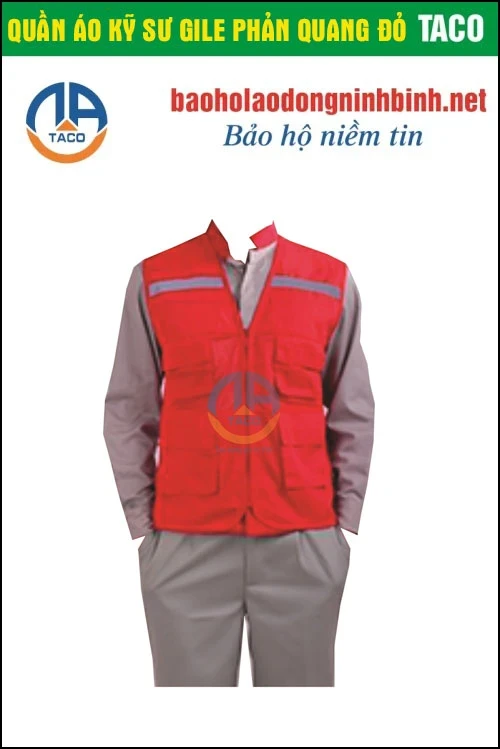 Quần áo kỹ sư gile phản quảng đỏ